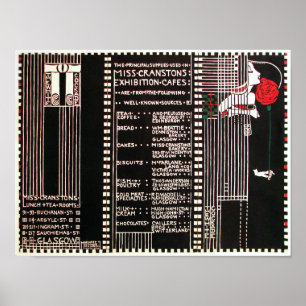 Affiche Vintage Glasgow School style Menu par M. Mackintos