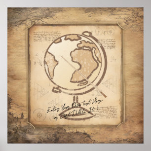 Affiche Vintage Globe. Géographie et histoire Cadeau de l'