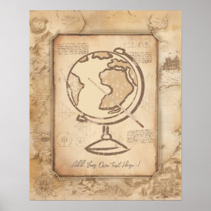 Affiche Vintage Globe. Géographie et histoire Cadeau de l'