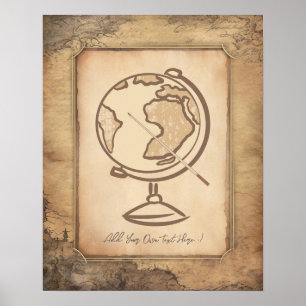 Affiche Vintage Globe. Géographie et histoire Cadeau de l'