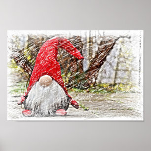 Affiche Vintage Gnome Santa Claus