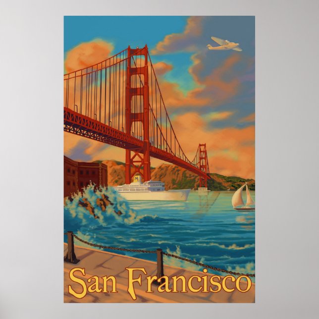 Affiche vintage Golden Gate Bridge - San Francisco (Devant)