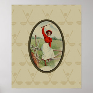 Affiche Vintage Golfing Lady Art (deux)