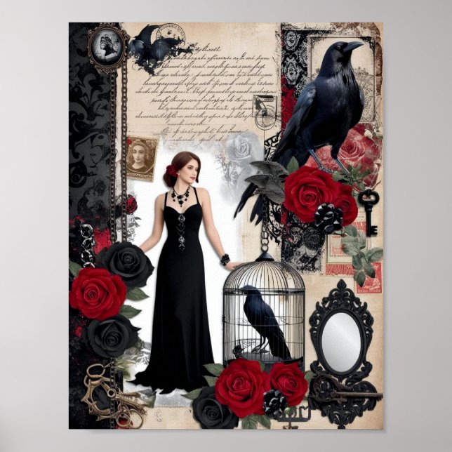 Affiche Vintage gothique romantique Élégant (Devant)