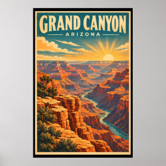 Affiche Vintage Grand Canyon National Park Art de Voyage