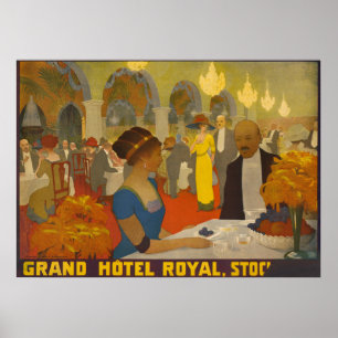Affiche vintage Grand Hotel Royal Stockholm 1909