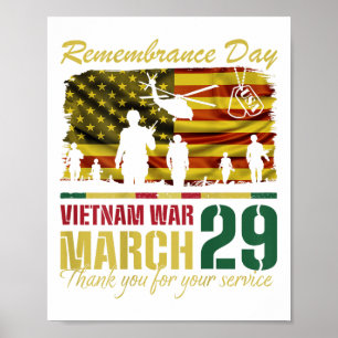 Affiche Vintage guerre du Vietnam Fier vétéran 29 mars Se
