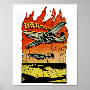Affiche Vintage Guerre Mondiale 2 Mustang Fighter - P-51 M