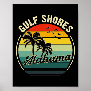 Affiche Vintage Gulf Shores Beach Alabama Summer Sunset Pa