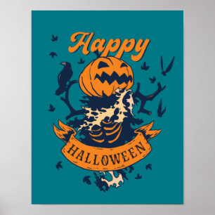Affiche Vintage Halloween Graphic Jack-o'-lantern