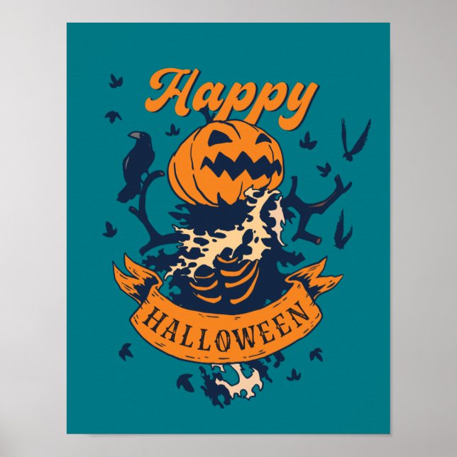 Affiche Vintage Halloween Graphic Jack-o'-lantern (Devant)