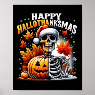 Affiche Vintage Halloween Joyeux Noël Joyeux Hallomerci