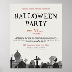 Affiche Vintage Halloween Terror Party, Halloween modifiab