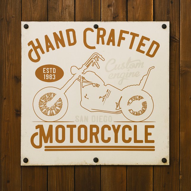 Affiche Vintage Hand Crafted Motorcycle Custom Design (Créateur téléchargé)