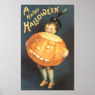 Affiche Vintage Happy Halloween par Ellen Clapsaddle