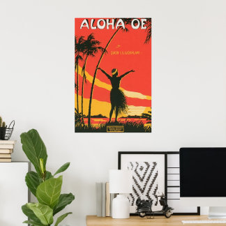 Affiche vintage Hawaï Reine Liliuokalani