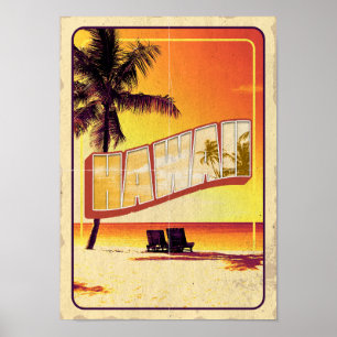 Affiche Vintage Hawaii - Retro Travel