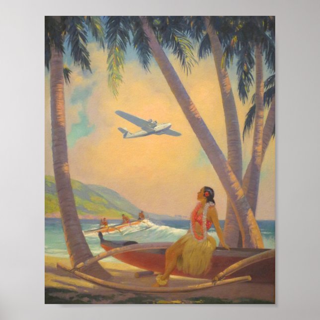 Affiche Vintage Hawaiian Travel (Devant)