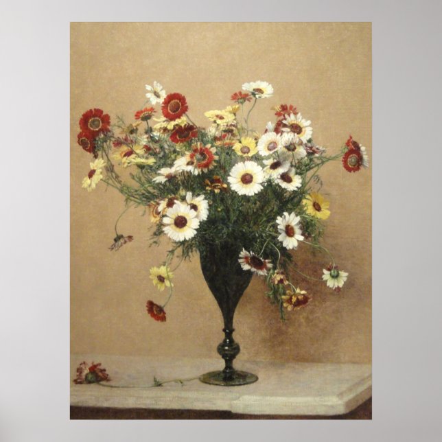 Affiche Vintage Henri Latour Fleurs chrysanthèmes (Devant)
