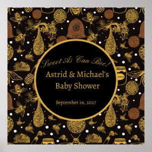 Affiche Vintage Honey Bumblebee Baby shower noir