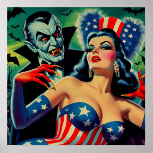 Affiche Vintage horreur vampire fille