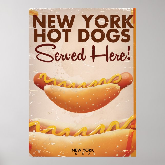 Affiche vintage Hot Dog de New York (Devant)