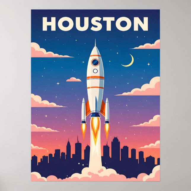 Affiche Vintage Houston Space City (Devant)