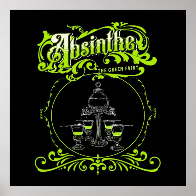 Affiche Vintage Illustrated Absinthe Set (Devant)