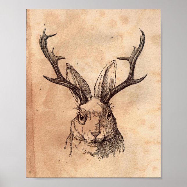 Affiche Vintage image Jackalope Rabbit Tea Stanted Papier (Devant)