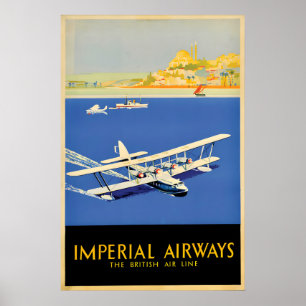 Affiche Vintage Imperial Airways Compagnie Aérienn