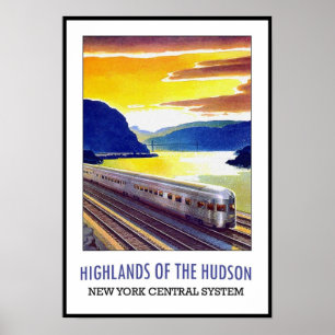 Affiche vintage imprimée New York Hudson Train