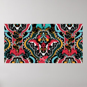 Affiche Vintage indian seamless pattern. Floral wallpaper