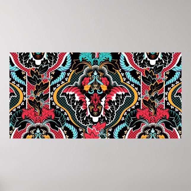 Affiche Vintage indian seamless pattern. Floral wallpaper (Devant)