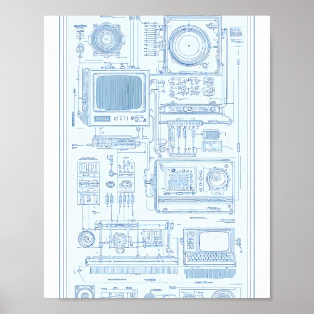 Affiche Vintage Industrial Art: Retro-Tech Modular Machine (Devant)
