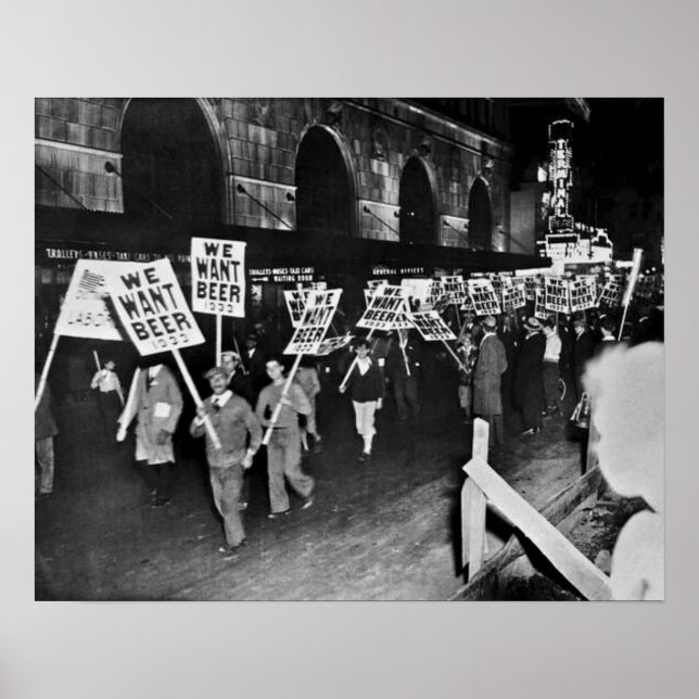 Affiche Vintage Interdiction Bière, Nous Voulons Bière, Bi (Devant)