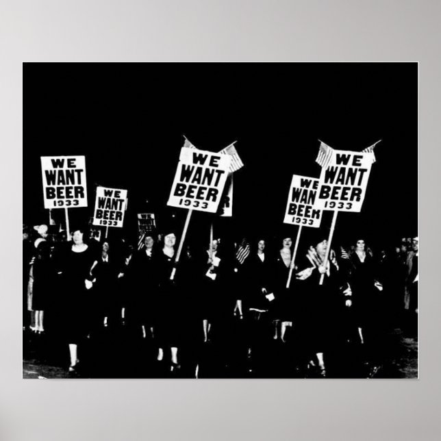 Affiche Vintage Interdiction Bière, Nous Voulons Bière, Bi (Devant)
