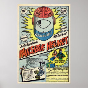 Affiche Vintage Invisible Casque Publicité Art