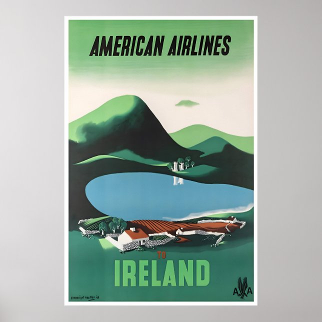 Affiche vintage Irlande Art de voyage irlandais Mu (Devant)