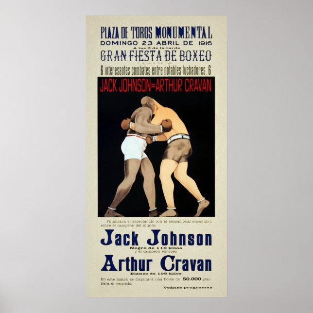 Affiche Vintage Jack Johnson contre Arthur Cravan (Devant)