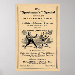 Affiche Vintage Jack Johnson vs Jim Jeffries Tour Ad