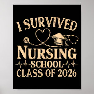 Affiche Vintage J'ai Survécu à l'École d'Infirmières Cl de