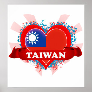 Affiche Vintage J'aime Taïwan