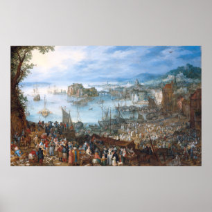 Affiche Vintage Jan Brueghel Le Grand Marché Du Poisson