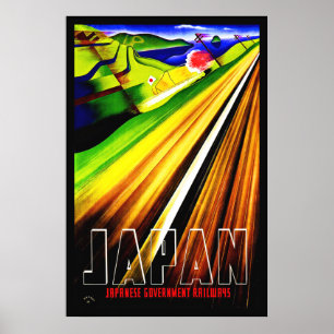 Affiche vintage Japon Chemin de fer japonais