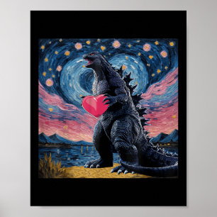 Affiche Vintage Japonais Monster Kaiju Valentines Heart St