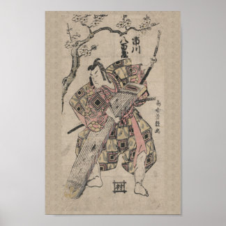 Affiche Vintage japonais Samurai Ukiyo-e Scroll Print