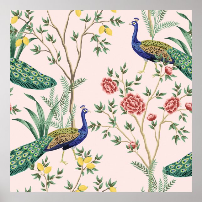 Affiche Vintage jardin citron arbre fruitier, plante, pois (Devant)