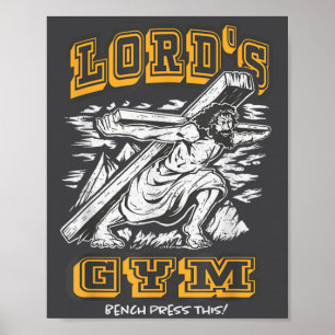 Affiche Vintage Jésus Banc de Presse de Gym du Seigneur Fa