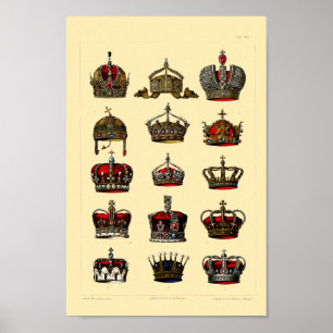 Affiche Vintage Jeweled Crowns Illustrations