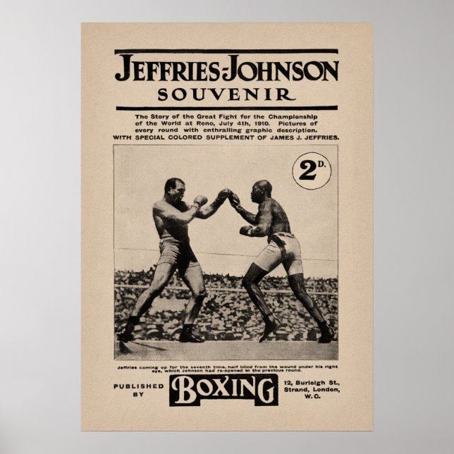 Affiche Vintage Johnson Jeffries Fight Souvenir Couverture (Devant)